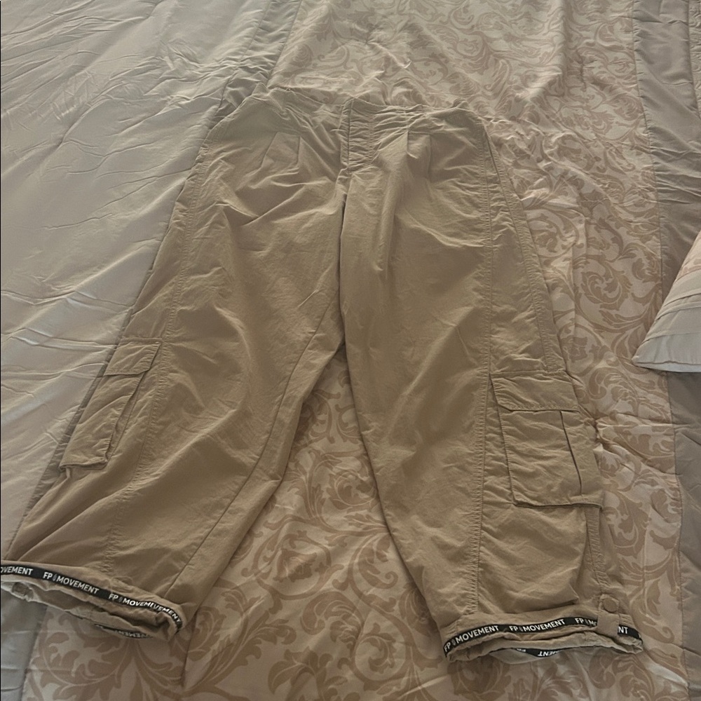 FP Movement Tan Cargo Pants with Logo Trim medium